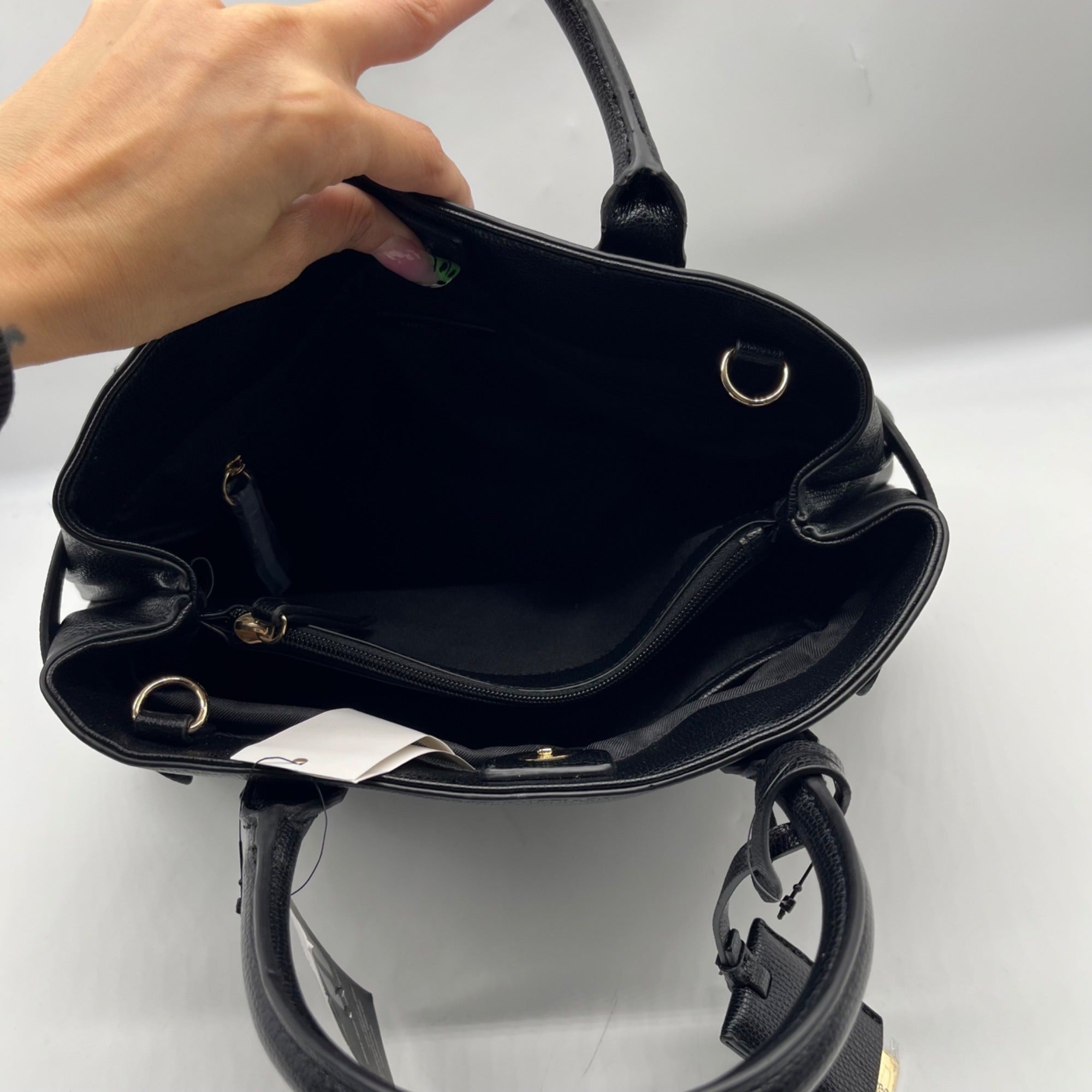 Nine West Black Faux Leather Aira Satchel