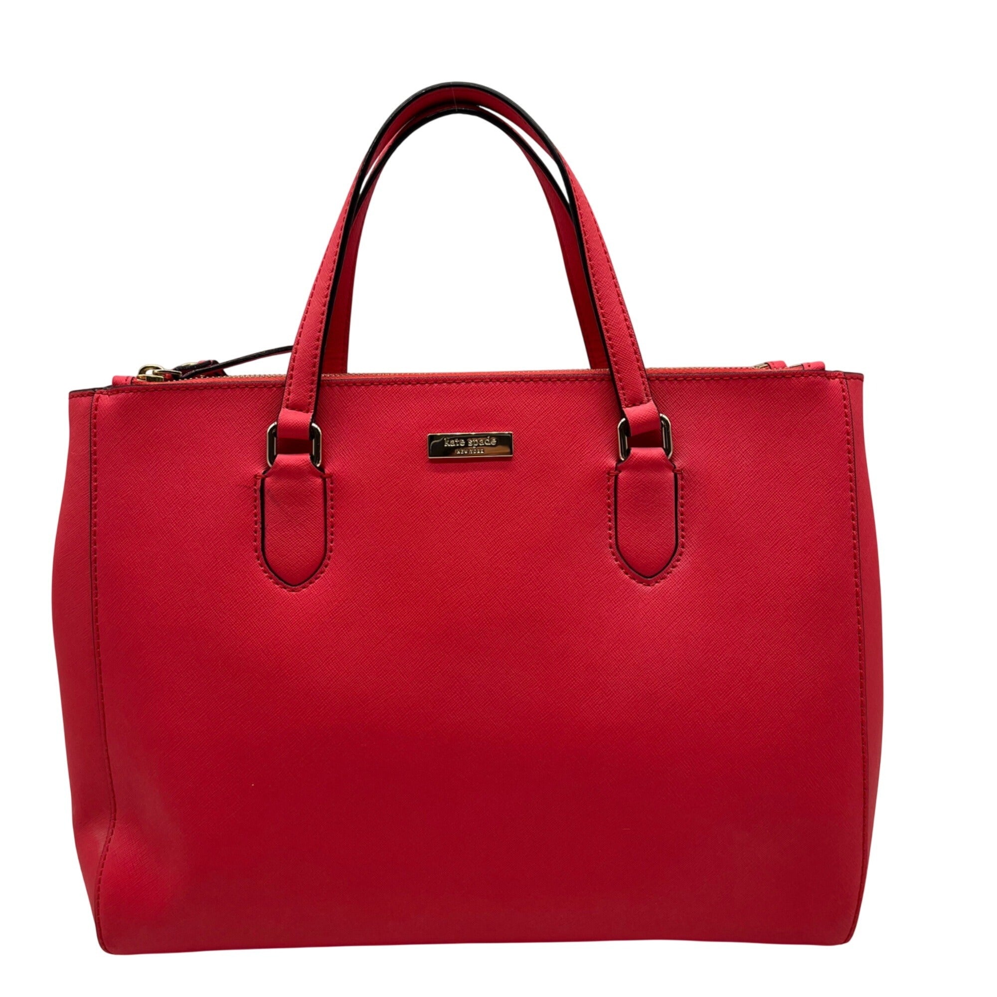 Kate Spade Pink Saffiano Leather Triple Compartment Convertible Satchel Bag