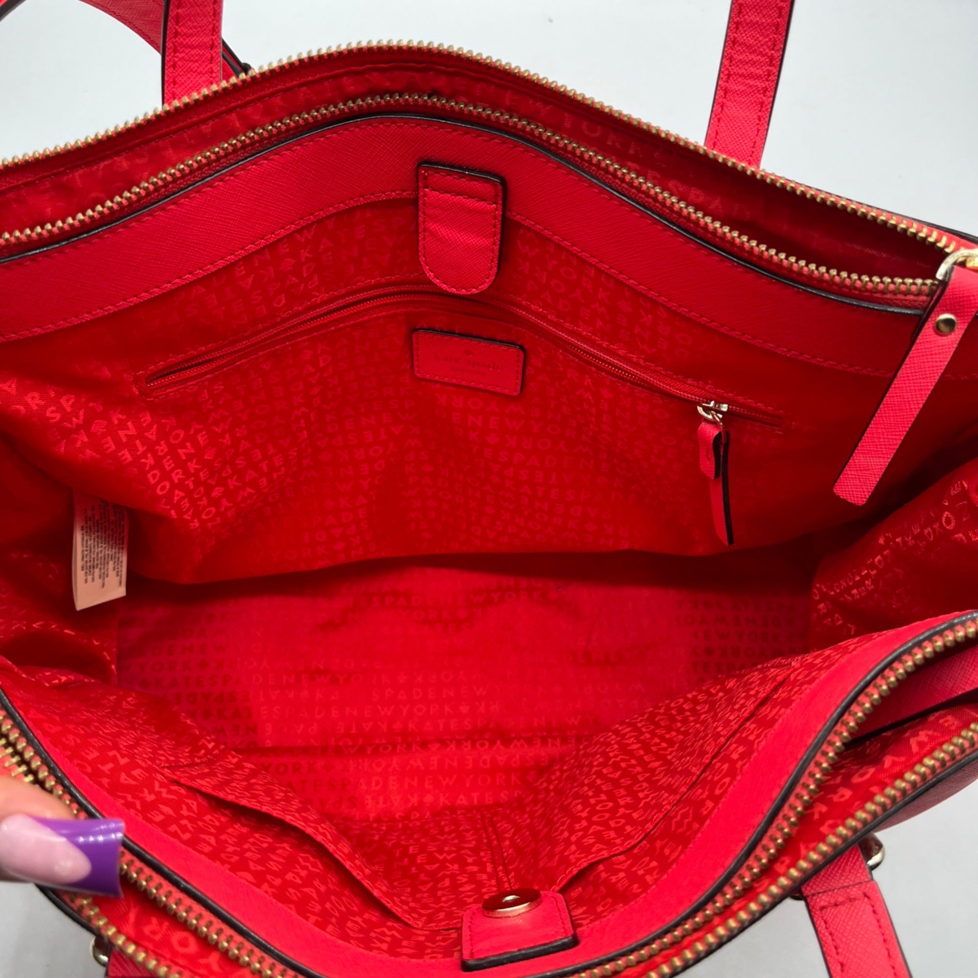 Kate Spade Pink Saffiano Leather Triple Compartment Convertible Satchel Bag