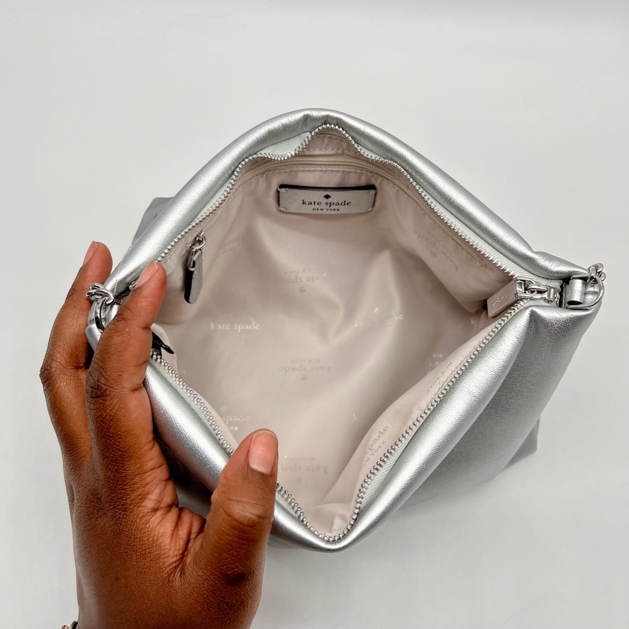 Kate Spade Silver Anya Metallic Shoulder Bag