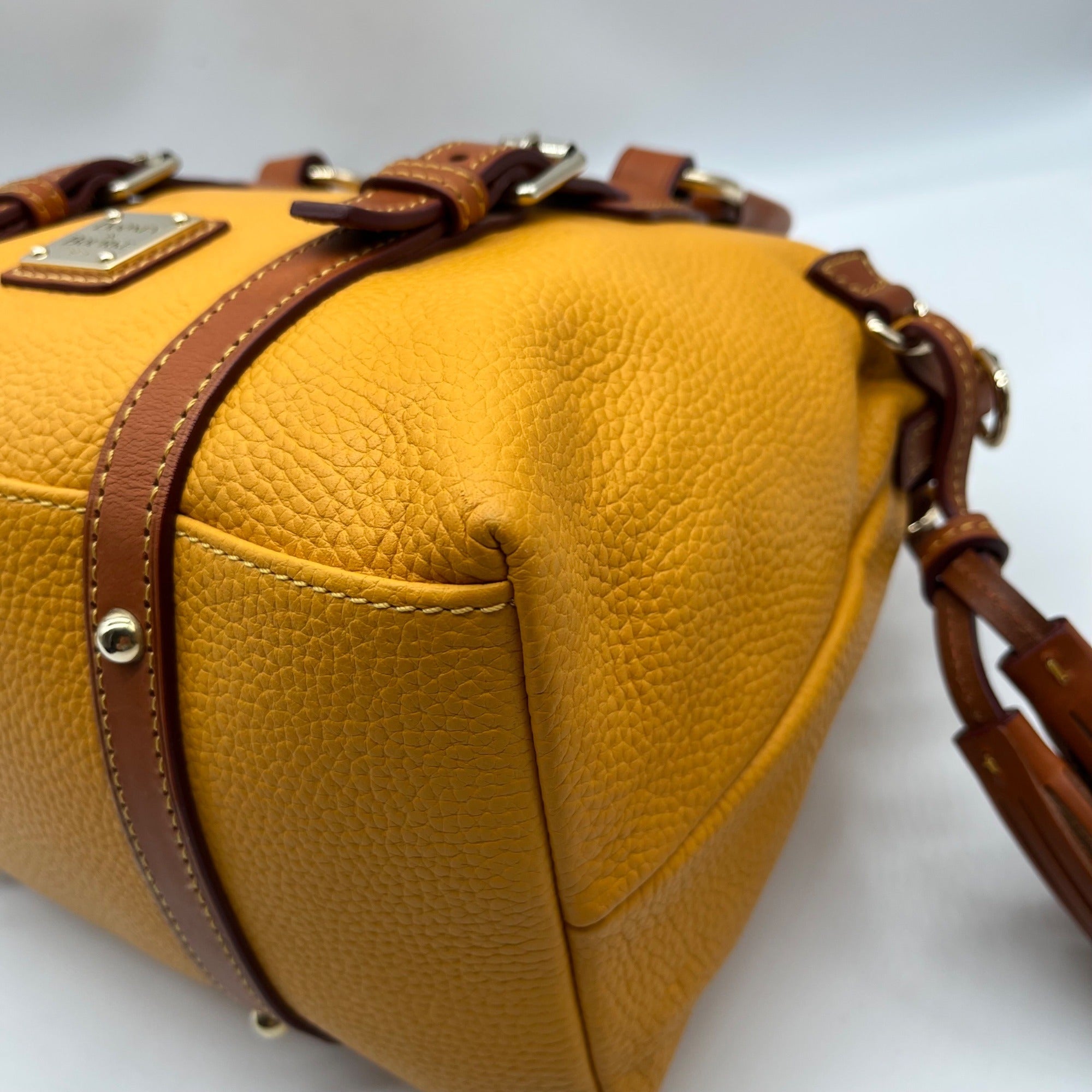 Dooney &amp; Bourke Orange Leather Domed Satchel Bag