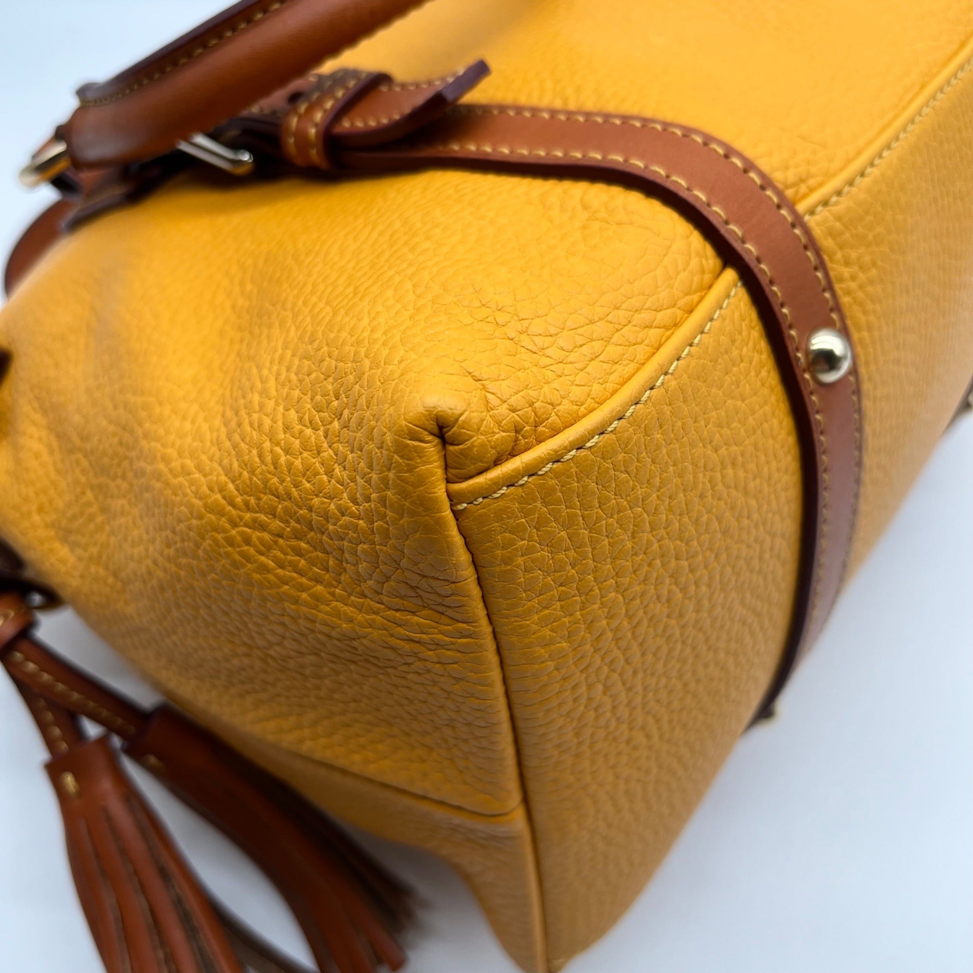 Dooney &amp; Bourke Orange Leather Domed Satchel Bag