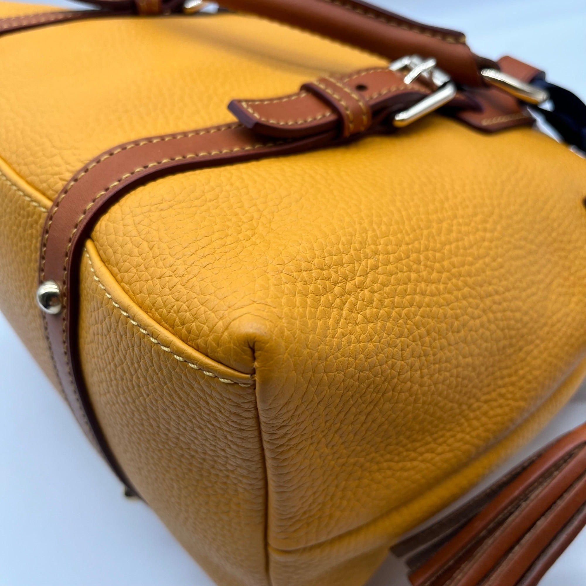 Dooney &amp; Bourke Orange Leather Domed Satchel Bag