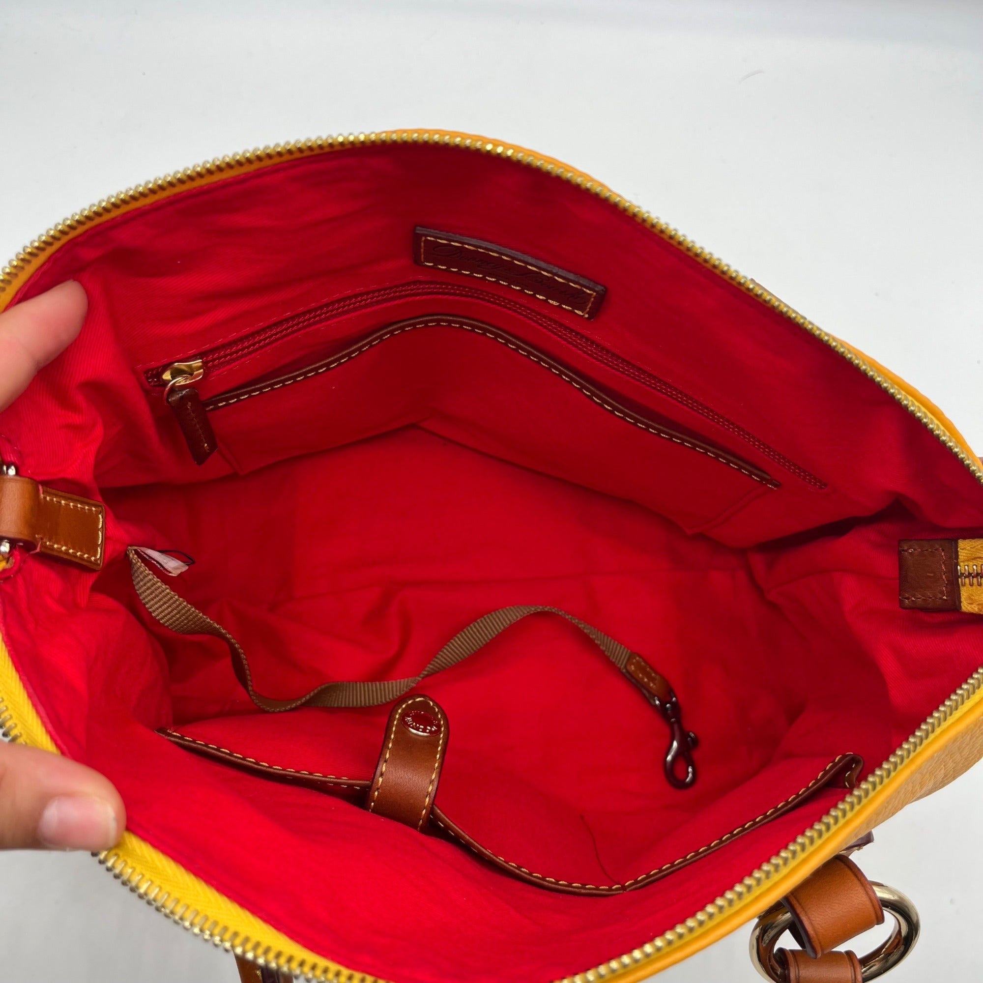 Dooney &amp; Bourke Orange Leather Domed Satchel Bag
