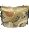 Coach Zoe Signature Patchwork Metallic Gold Leather & Canvas Hobo 12663