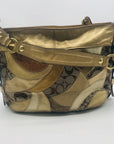 Coach Zoe Signature Patchwork Metallic Gold Leather & Canvas Hobo 12663