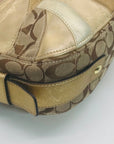 Coach Zoe Signature Patchwork Metallic Gold Leather & Canvas Hobo 12663