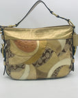 Coach Zoe Signature Patchwork Metallic Gold Leather & Canvas Hobo 12663