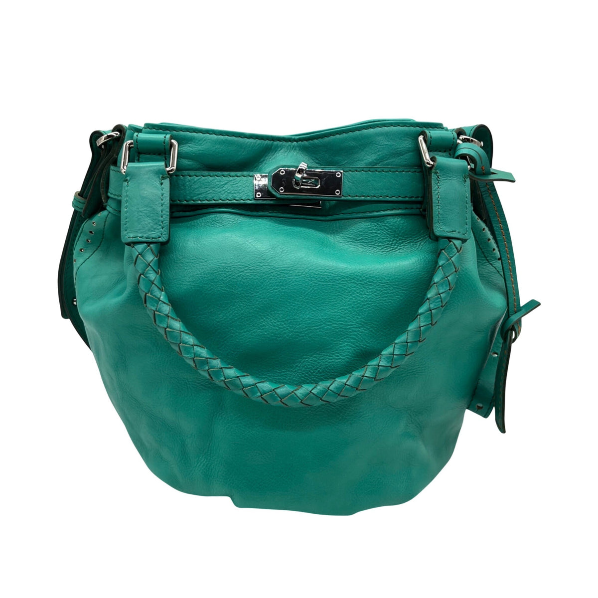 Old Trend Leather Teal Bucket Bag