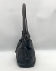 Tignanello Dark Brown Pebbled Leather Drawstring Shoulder Bag