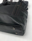 Tignanello Dark Brown Pebbled Leather Drawstring Shoulder Bag