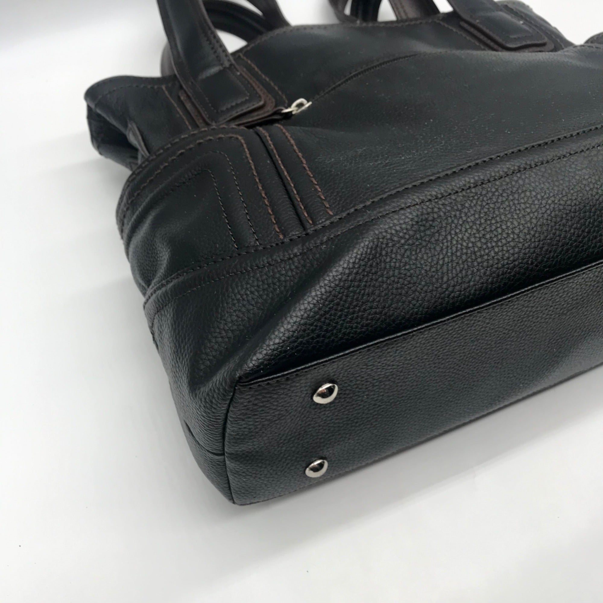 Tignanello Dark Brown Pebbled Leather Drawstring Shoulder Bag