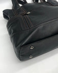 Tignanello Dark Brown Pebbled Leather Drawstring Shoulder Bag