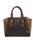 Michael Kors Brown Coated Canvas Monogram Ciara Satchel Bag And Wallet