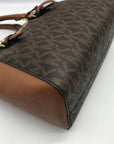 Michael Kors Brown Coated Canvas Monogram Ciara Satchel Bag And Wallet