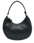On 34th Black Woven Crossbody Convertible Satchel Bag