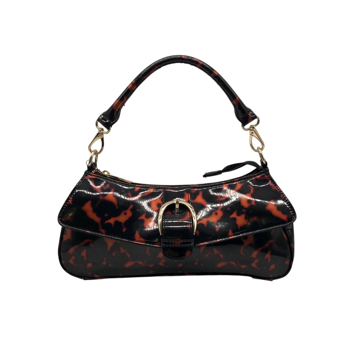 On 34th Brown Tortoise Shell Sleek Pvc Baguette Shoulder Bag