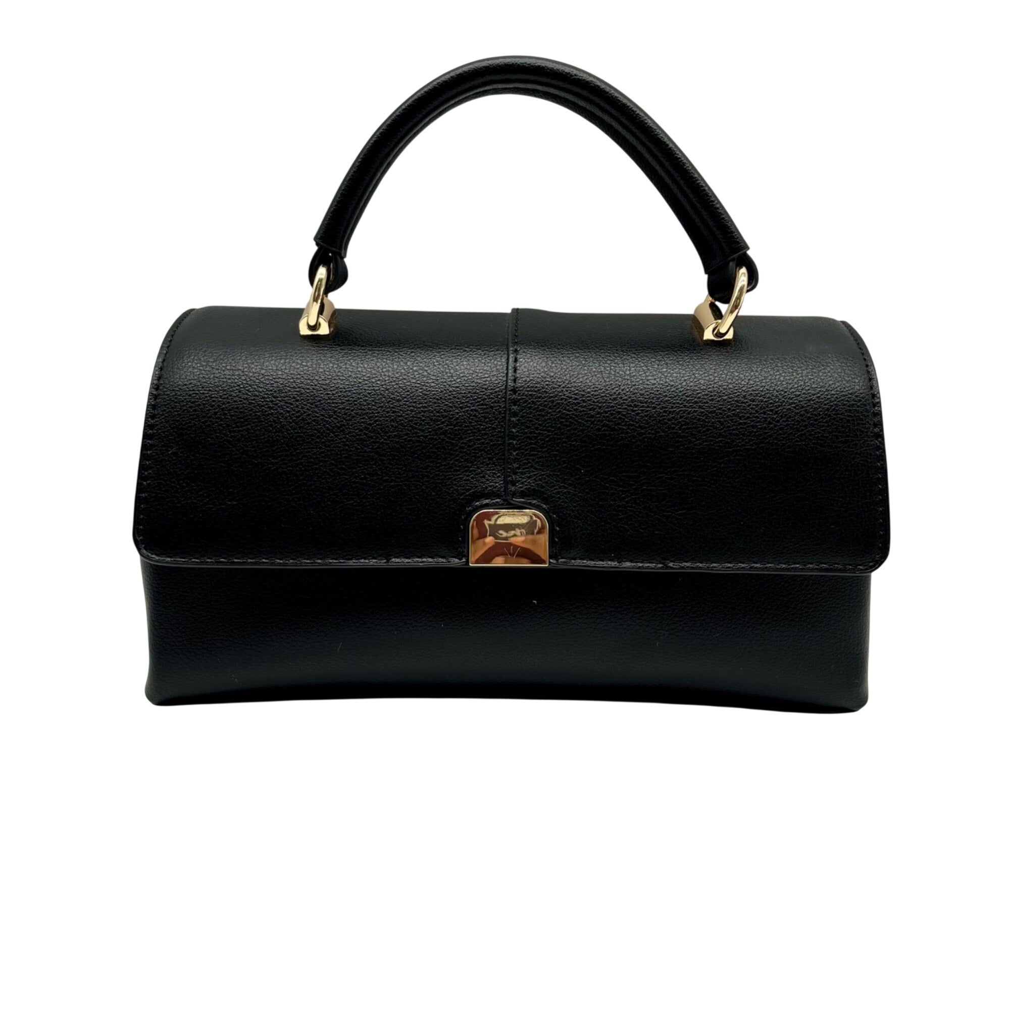 On 34th Kristt Black Faux Leather Solid Top Handle Crossbody Bag 