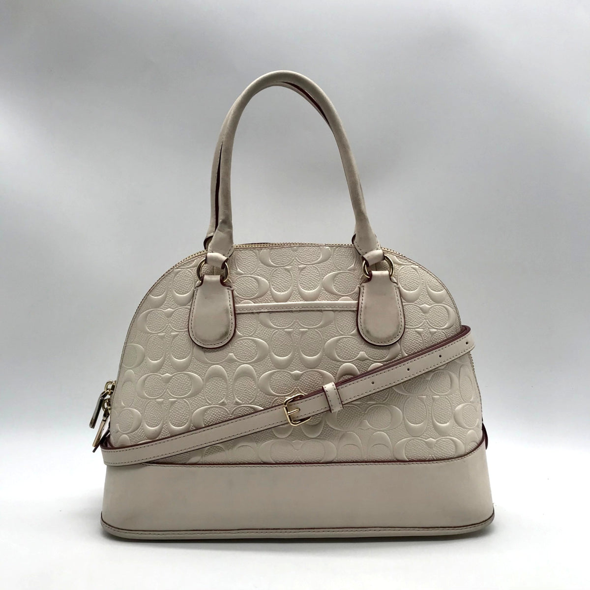 Coach Beige Signature Canvas Dome Satchel Bag