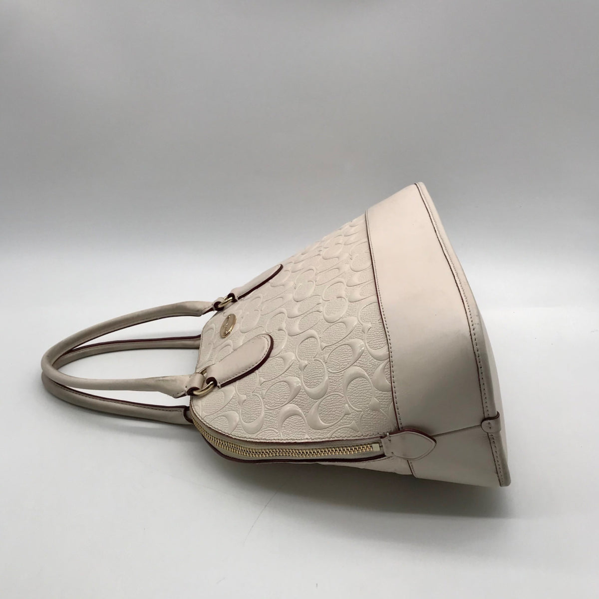 Coach Beige Signature Canvas Dome Satchel Bag