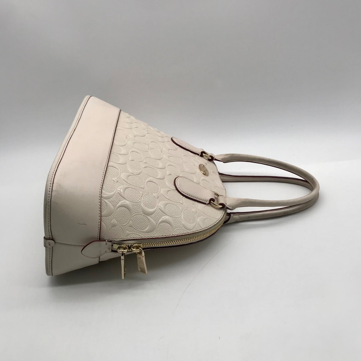 Coach Beige Signature Canvas Dome Satchel Bag