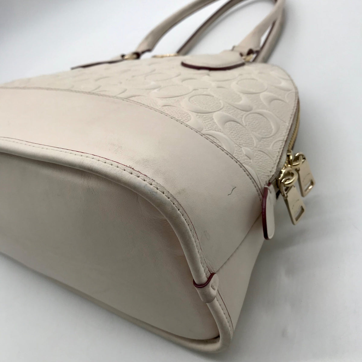 Coach Beige Signature Canvas Dome Satchel Bag