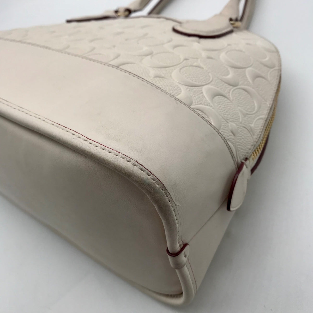 Coach Beige Signature Canvas Dome Satchel Bag