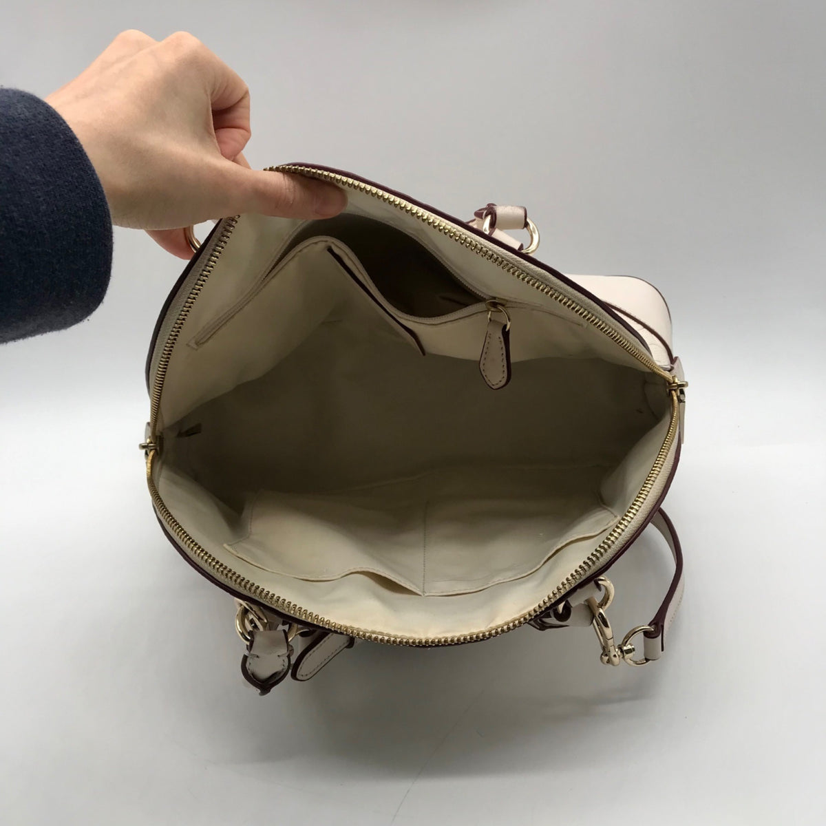 Coach Beige Signature Canvas Dome Satchel Bag