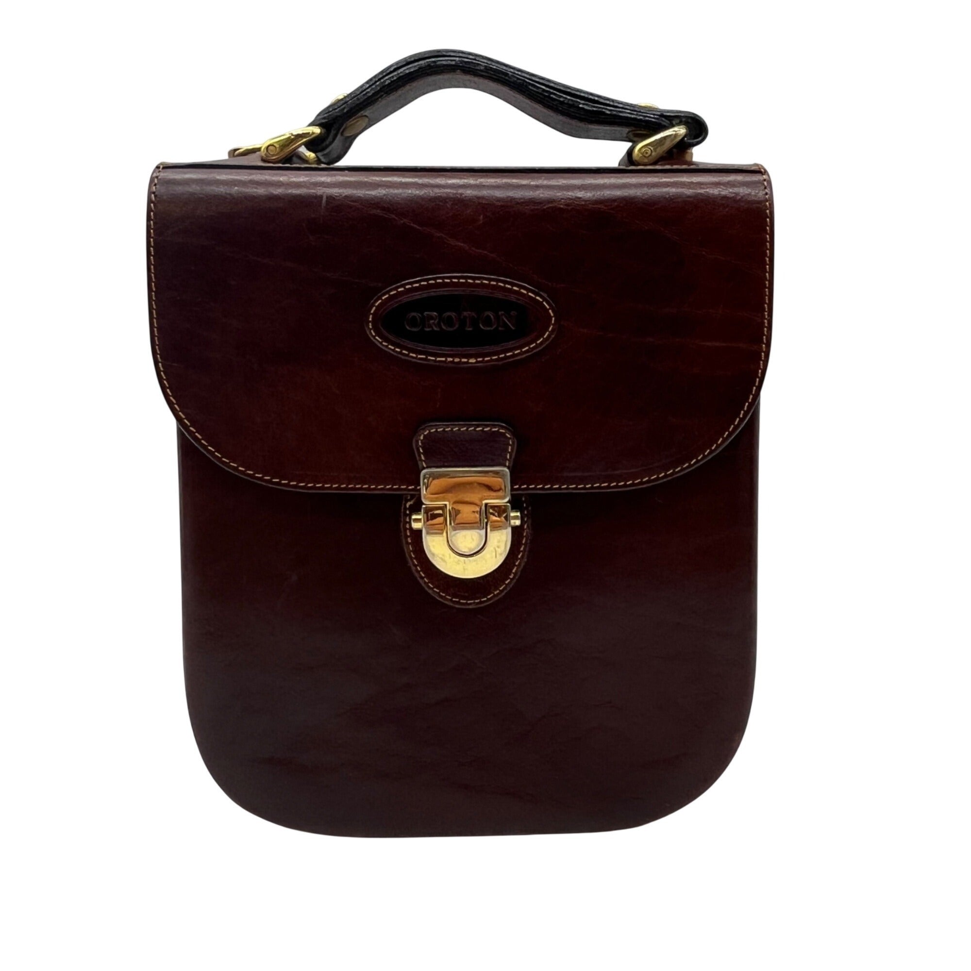 Oroton Chestnut Brown Vintage Leather Crossbody Bag