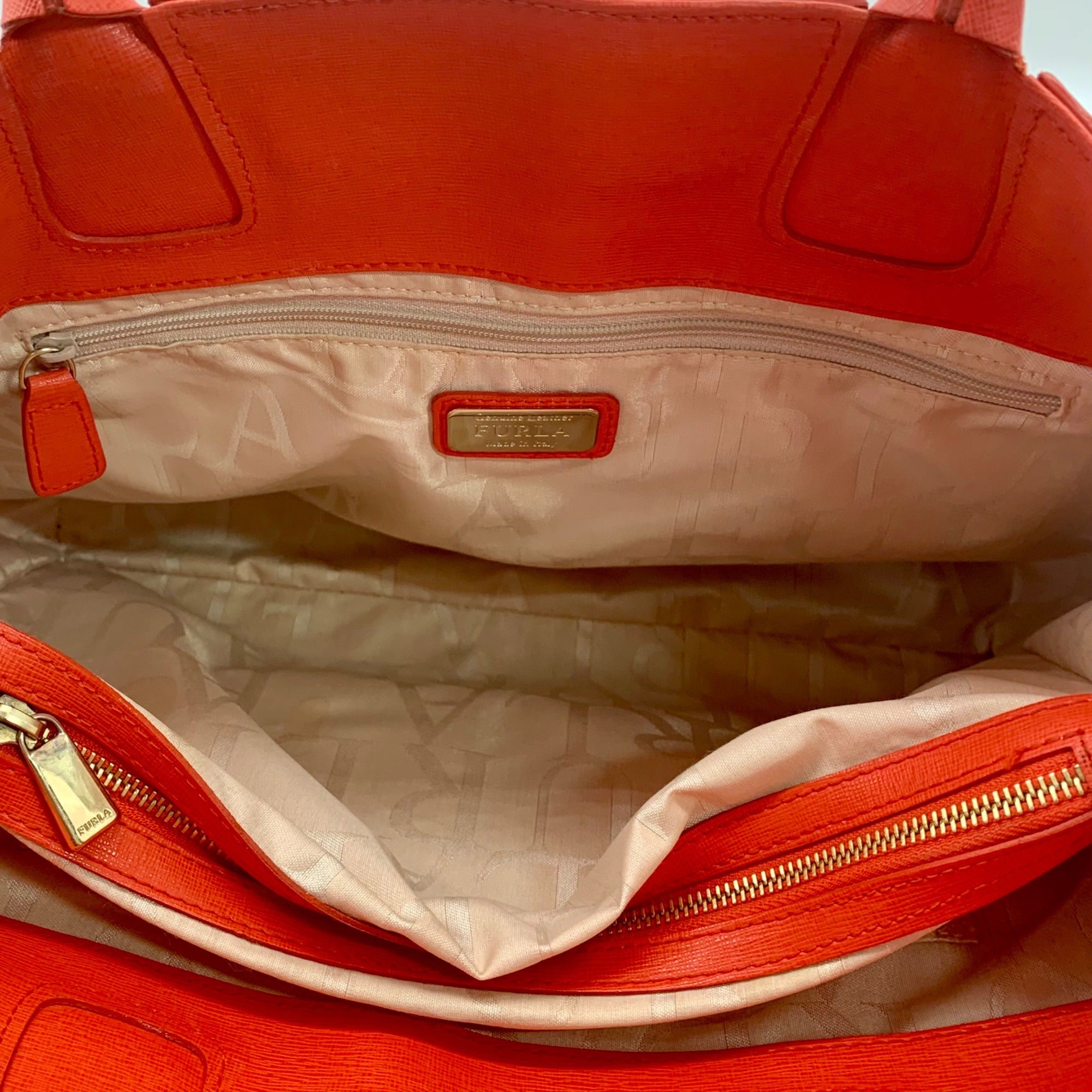 Furla Vermillion Leather Camilla Tote