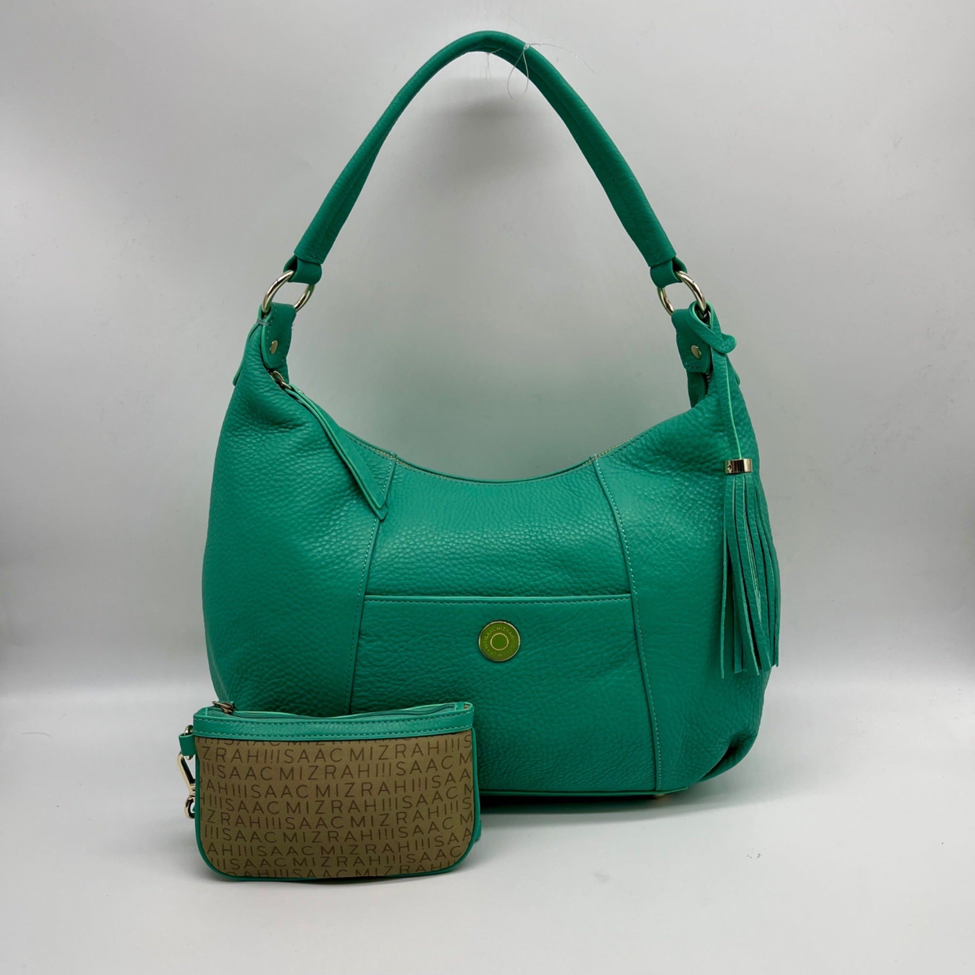 Issac Mizrahi Green Pebbled Leather Hobo Bag