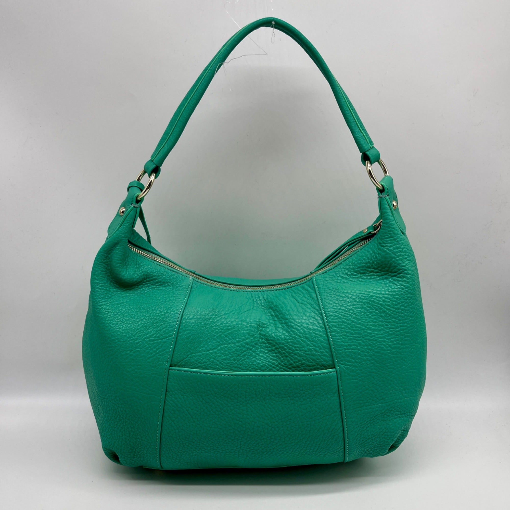 Issac Mizrahi Green Pebbled Leather Hobo Bag