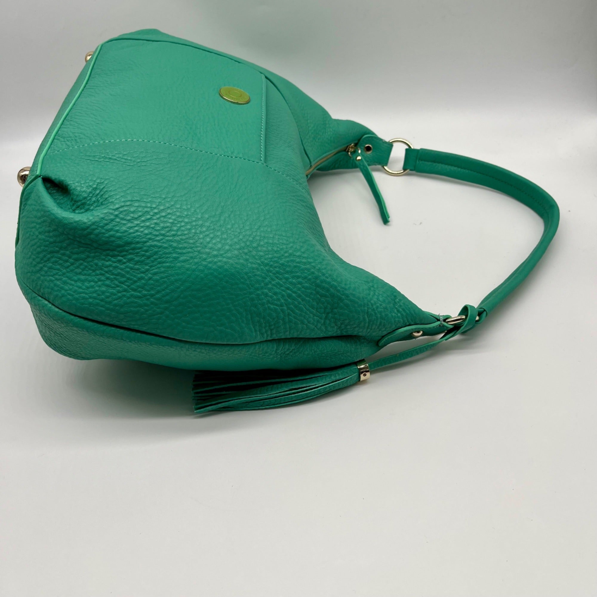 Issac Mizrahi Green Pebbled Leather Hobo Bag