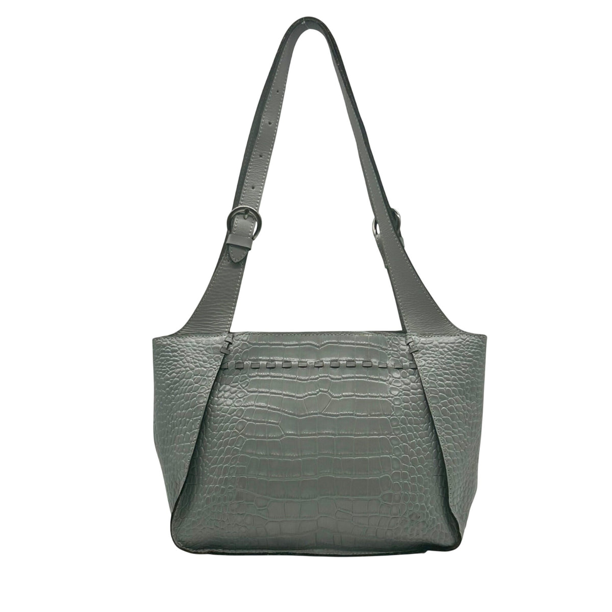 Patricia Nash Gray Croc-Embossed Leather Tote Bag