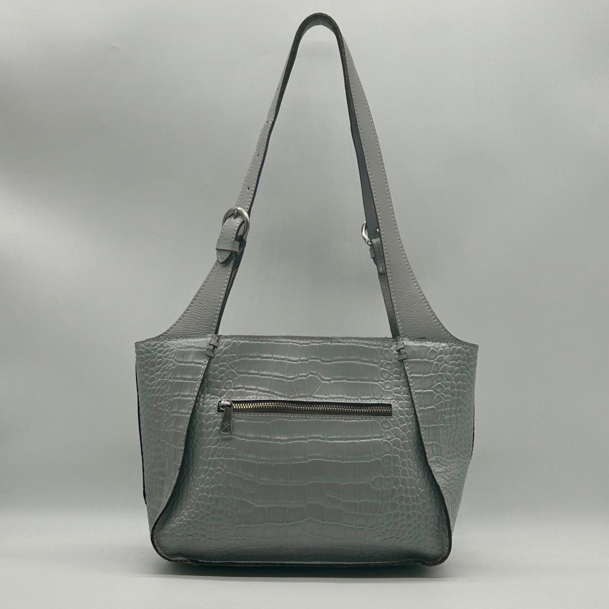 Patricia Nash Gray Croc-Embossed Leather Tote Bag