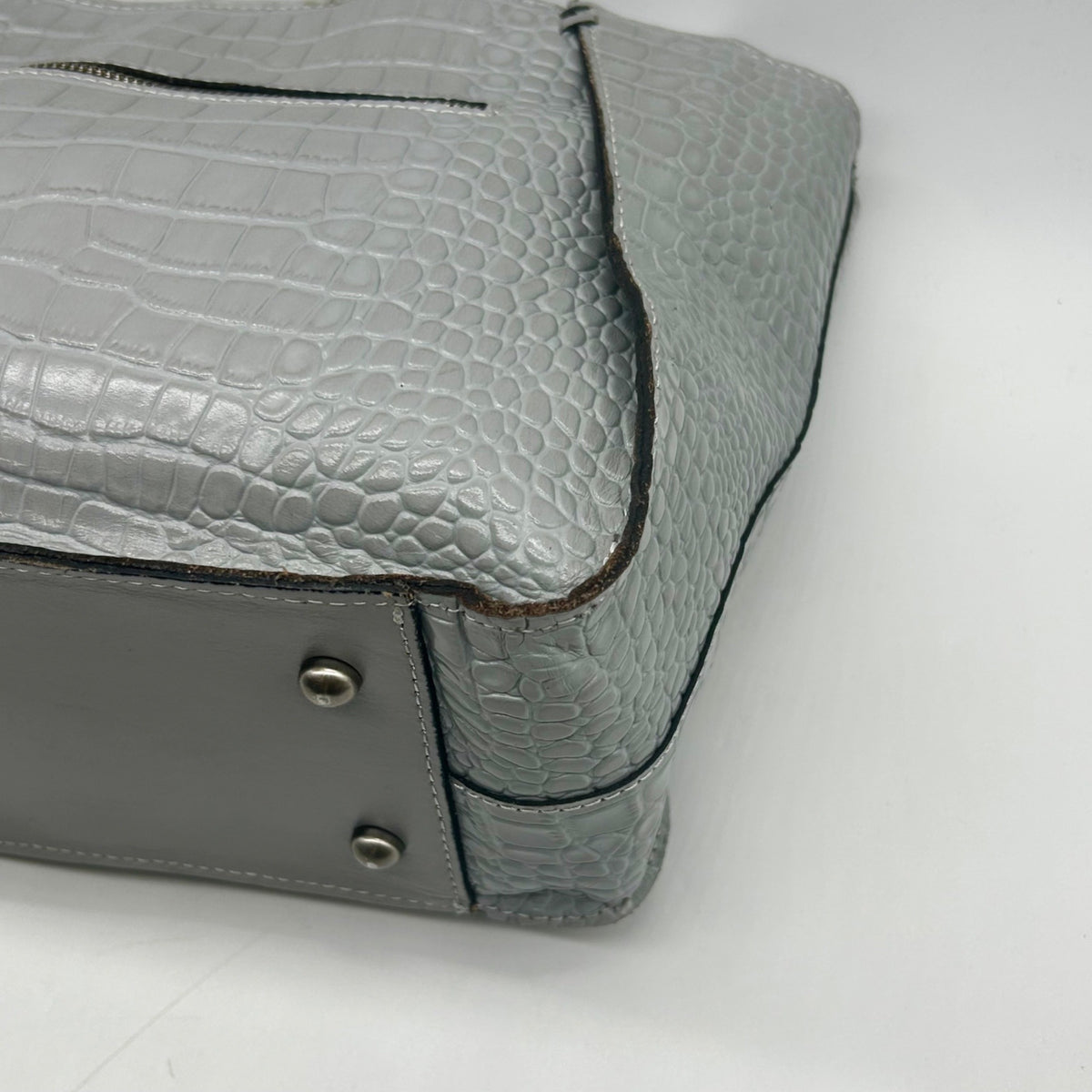 Patricia Nash Gray Croc-Embossed Leather Tote Bag