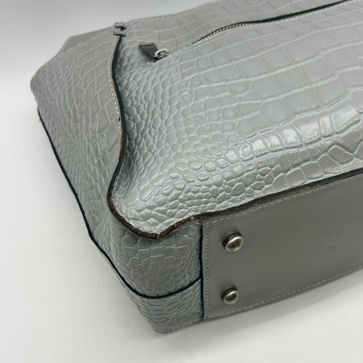 Patricia Nash Gray Croc-Embossed Leather Tote Bag