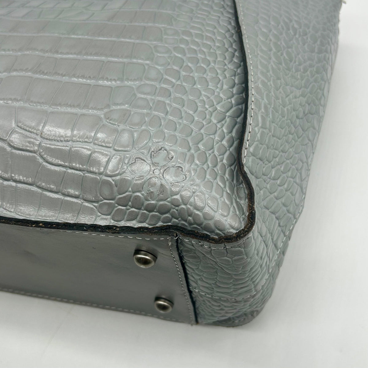 Patricia Nash Gray Croc-Embossed Leather Tote Bag
