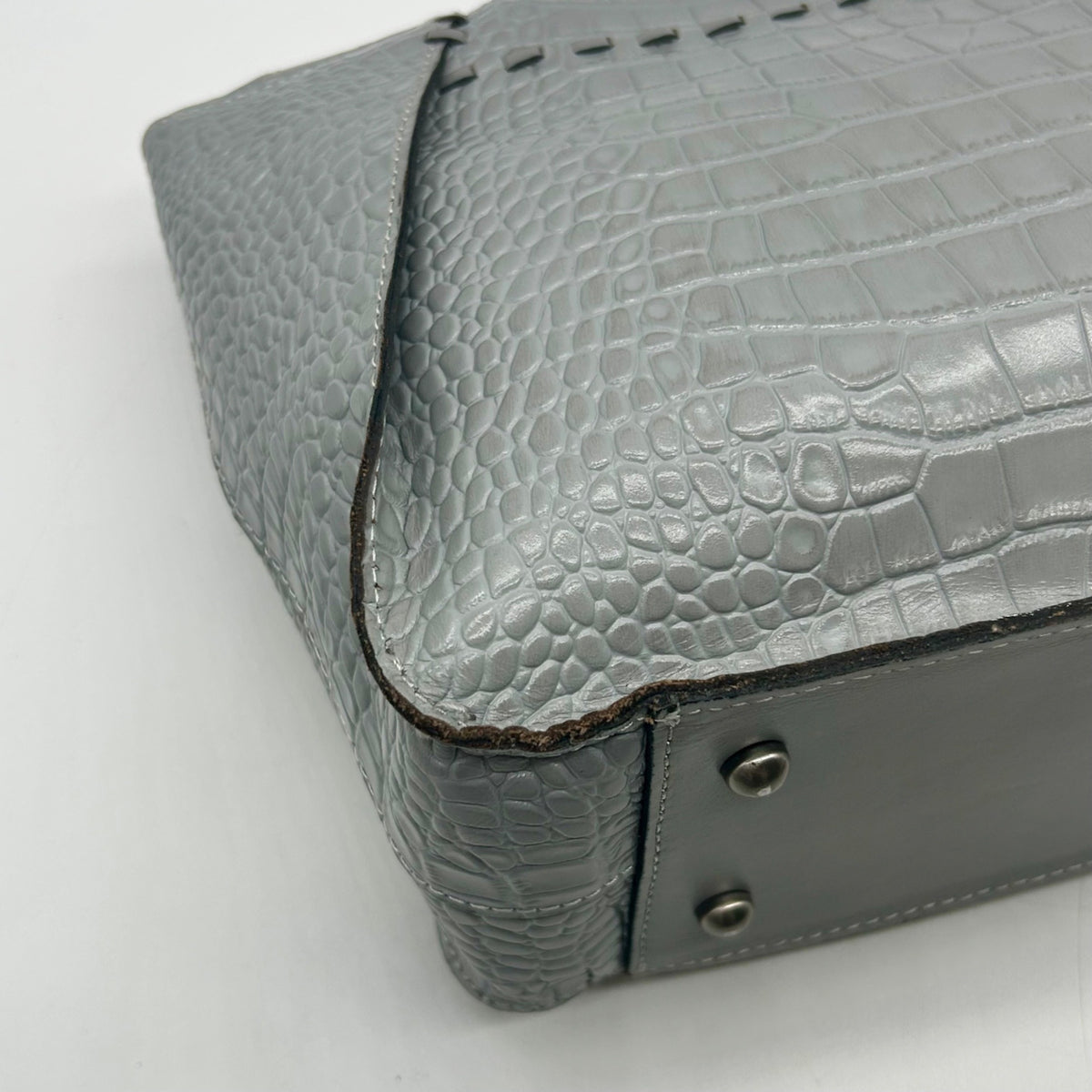 Patricia Nash Gray Croc-Embossed Leather Tote Bag