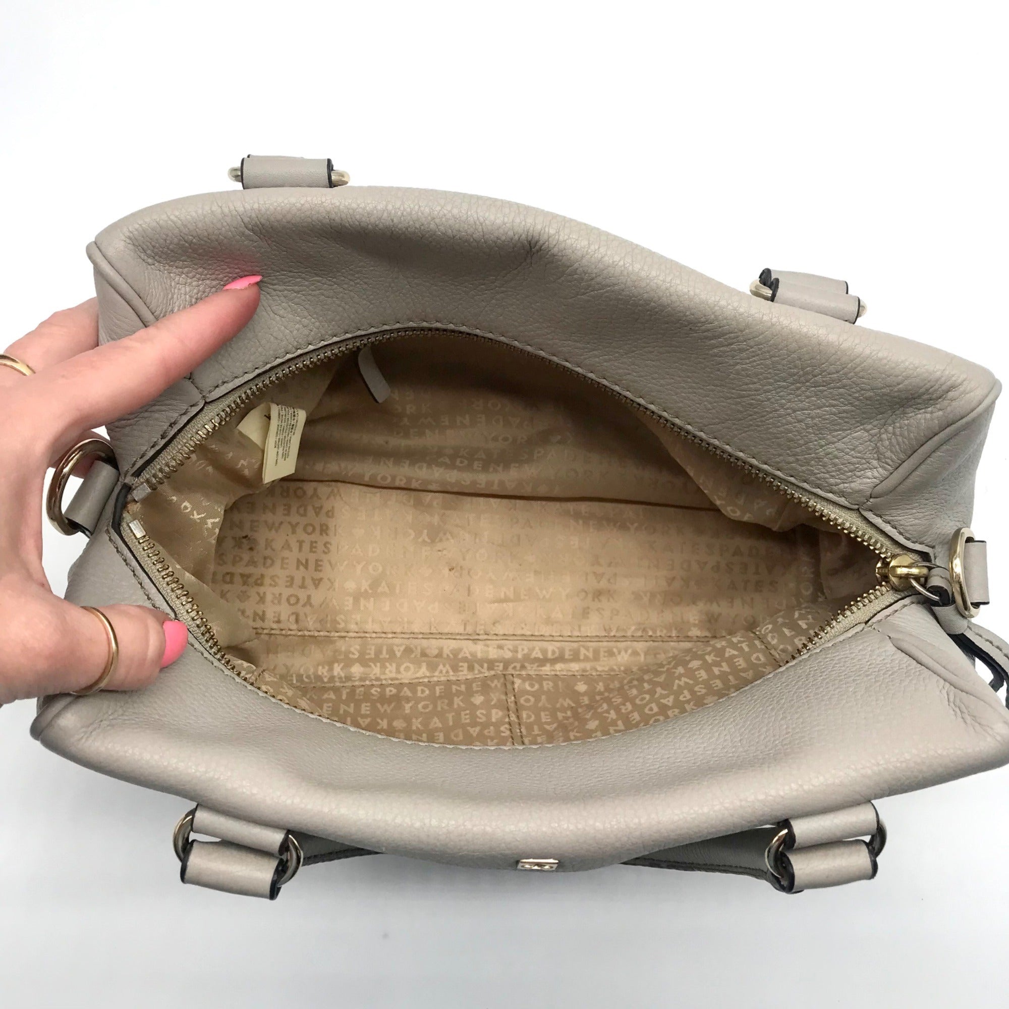 Kate Spade Cement Pebbled Leather Grant Park Alida Shoulder Bag