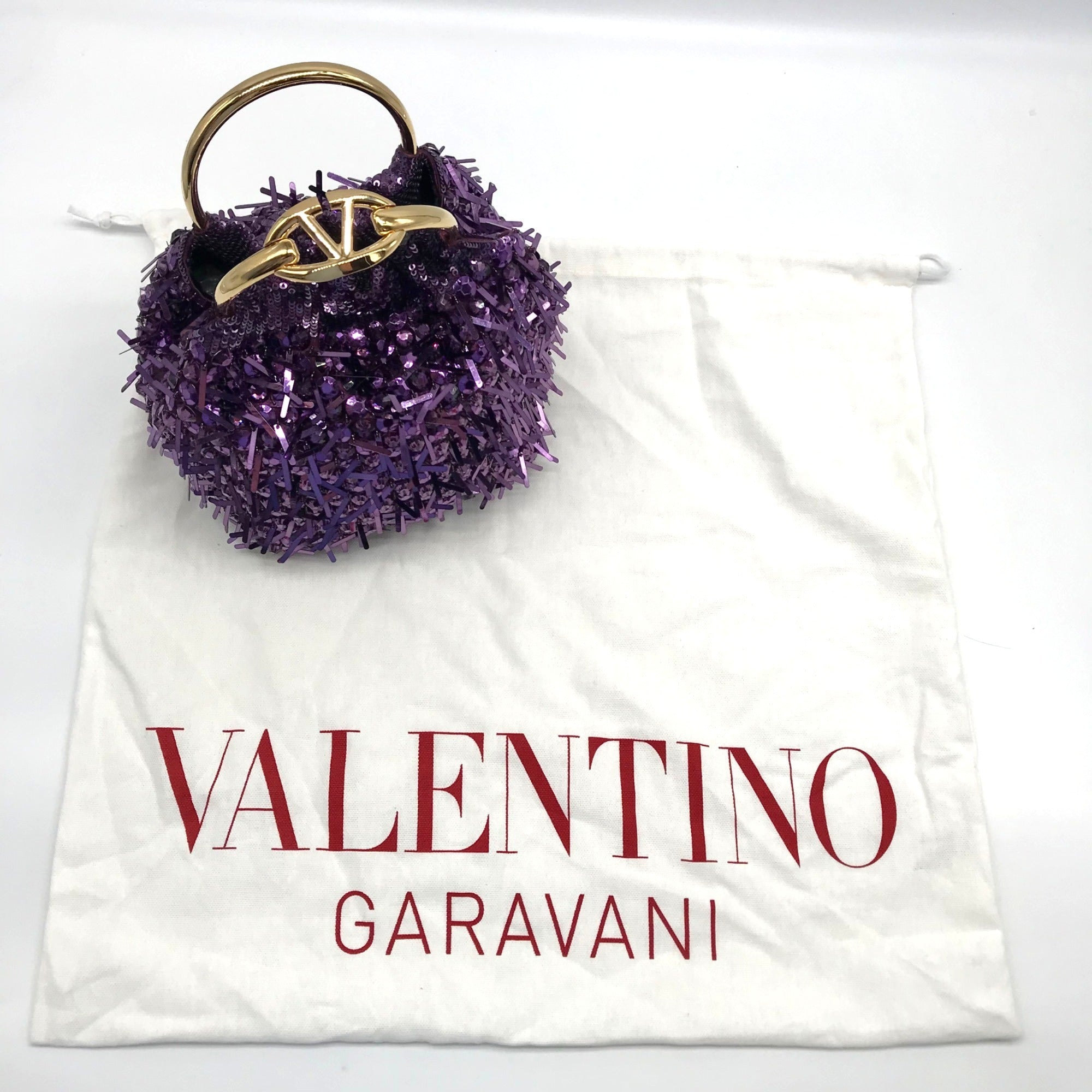 Valentino Garavani Small Carry Secrets Embroidered Amethyst Bucket Bag - NWT