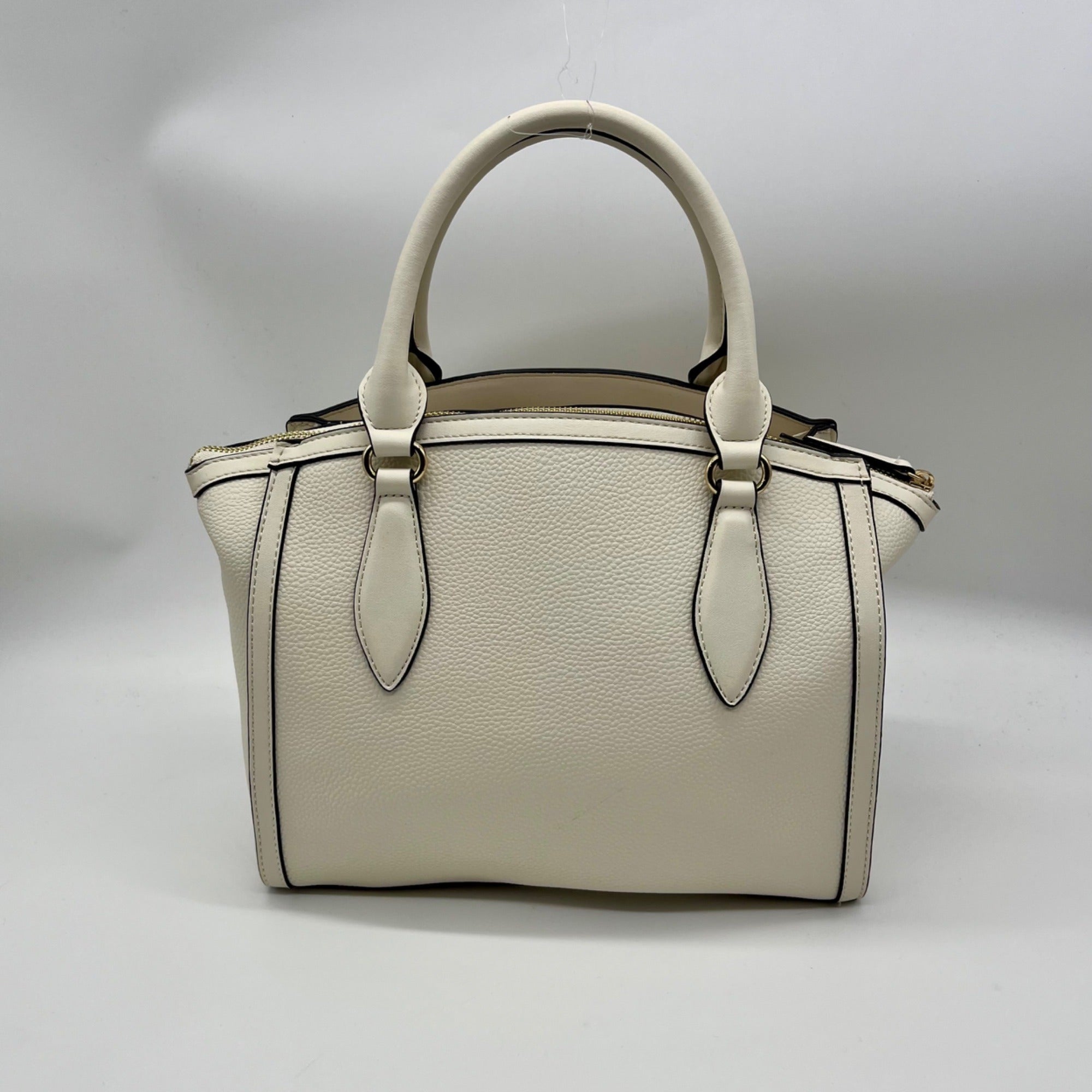 Nine West Ivory Faux Leather Kyelle Medium Jet Set Satchel Bag
