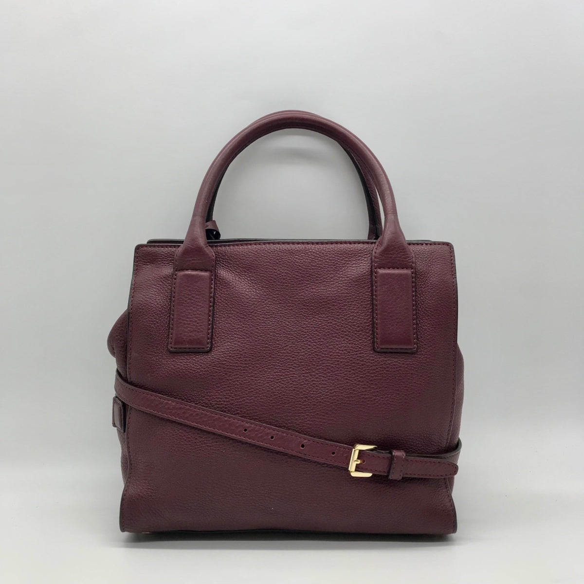 Michael Kors Burgundy Pebbled Leather Laila Medium Satchel Bag