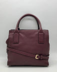 Michael Kors Burgundy Pebbled Leather Laila Medium Satchel Bag