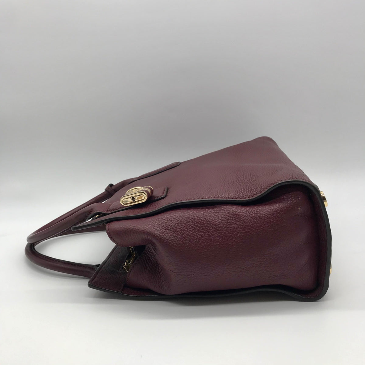 Michael Kors Burgundy Pebbled Leather Laila Medium Satchel Bag