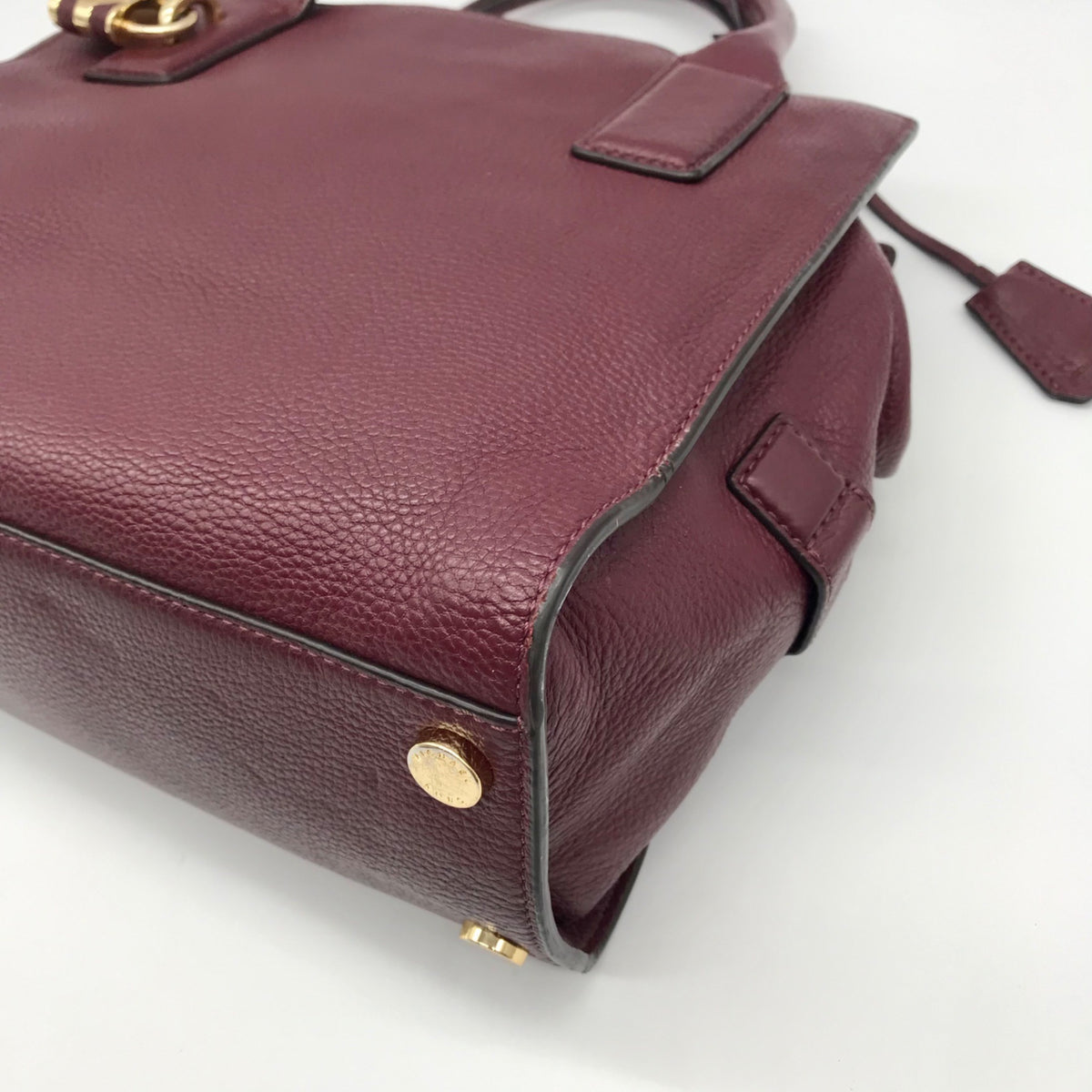 Michael Kors Burgundy Pebbled Leather Laila Medium Satchel Bag
