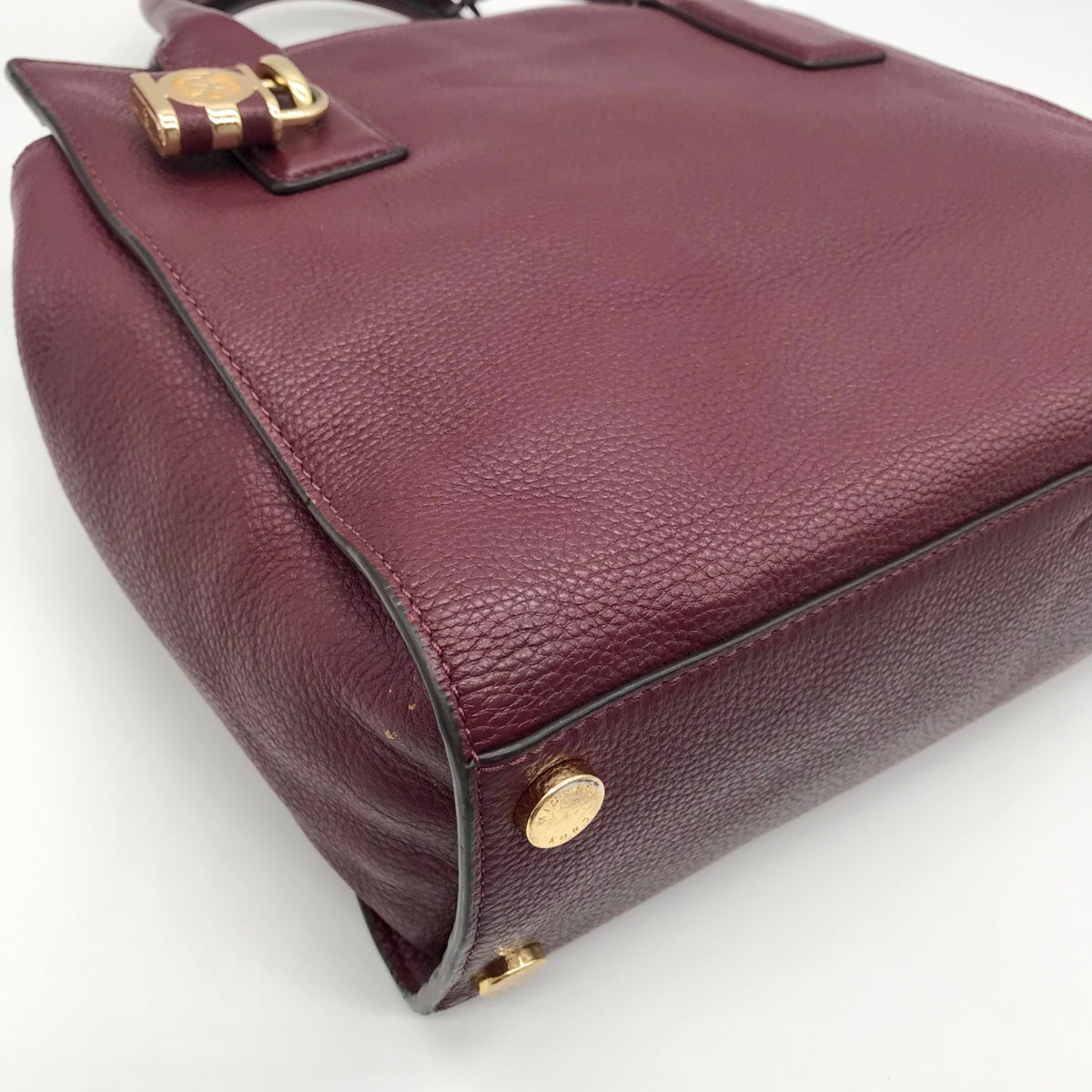 Michael Kors Burgundy Pebbled Leather Laila Medium Satchel Bag