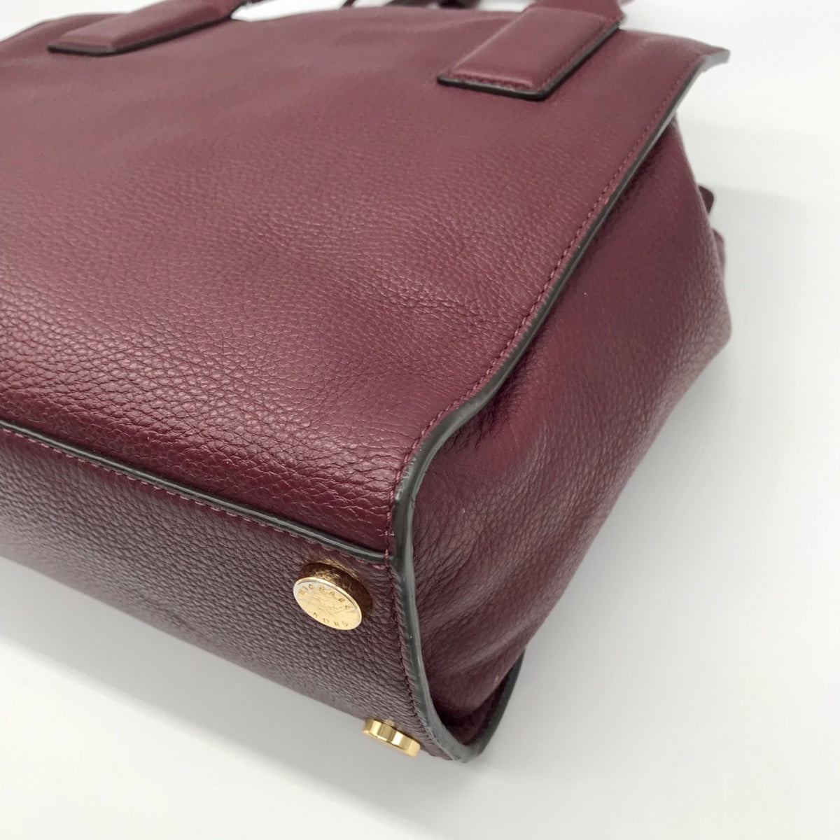Michael Kors Burgundy Pebbled Leather Laila Medium Satchel Bag