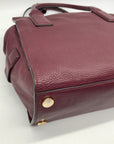 Michael Kors Burgundy Pebbled Leather Laila Medium Satchel Bag