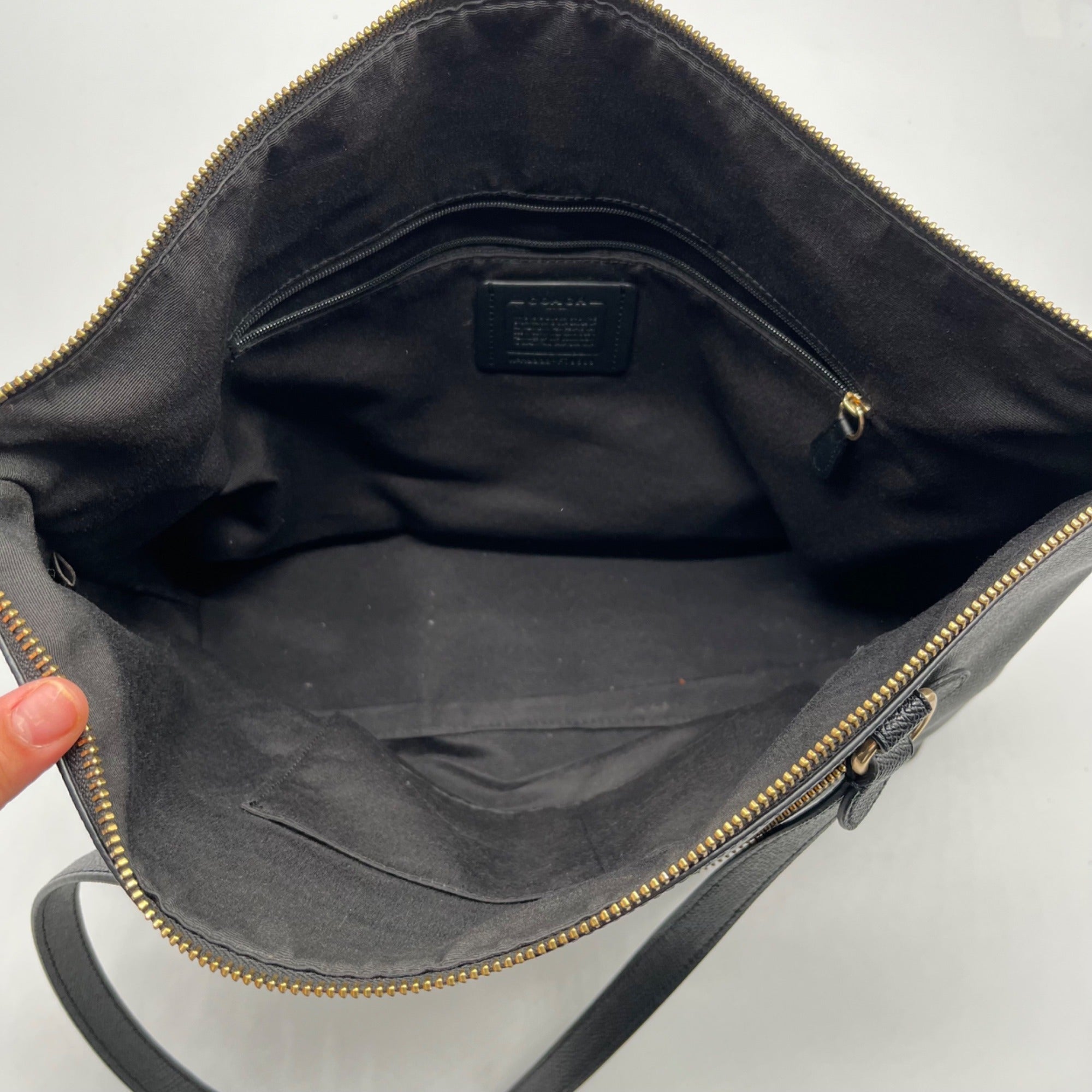 Coach Black Crossgrain Leather Gallery Tote